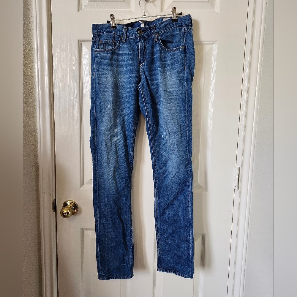 rag & bone High Rise Ankle Medium Wash Blue Skinny Jeans 25